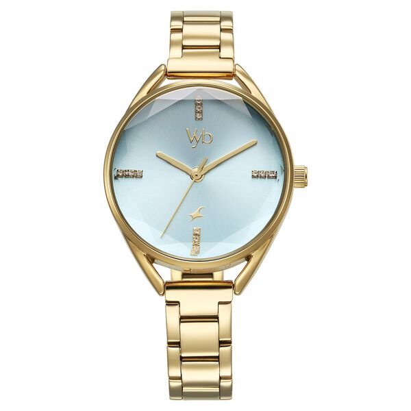 Fastrack Vyb Aurora Quartz Analog Green Dial Golden Color Metal Strap Watch For Girls - image number 1