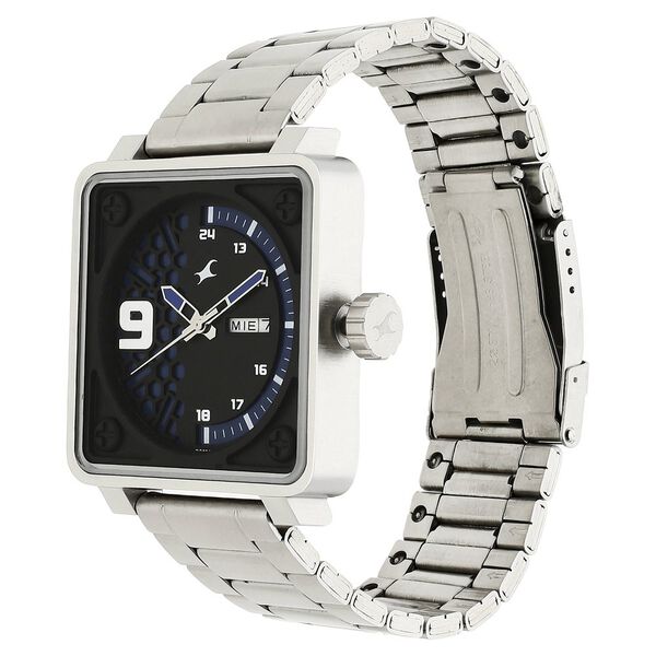 Fastrack Loopholes Quartz Analog with Day and Date Blue Dial Stainless Steel Strap Watch for Guys - image number 2