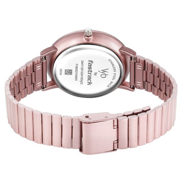 Vyb Bliss By Fastrack Quartz Analog Pink Dial Metal Strap Watch For Girls - image number 5