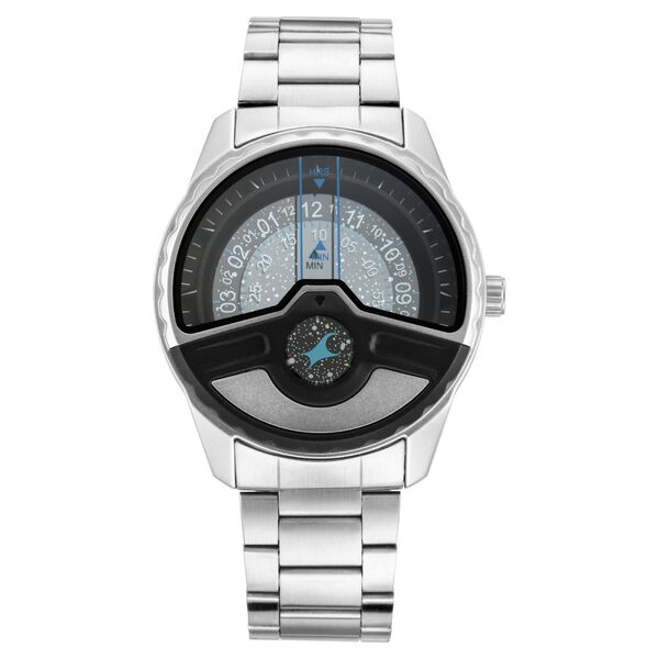 Fastrack Space Rover Quartz Analog Grey Dial Metal Strap Watch for Guys - image number 1