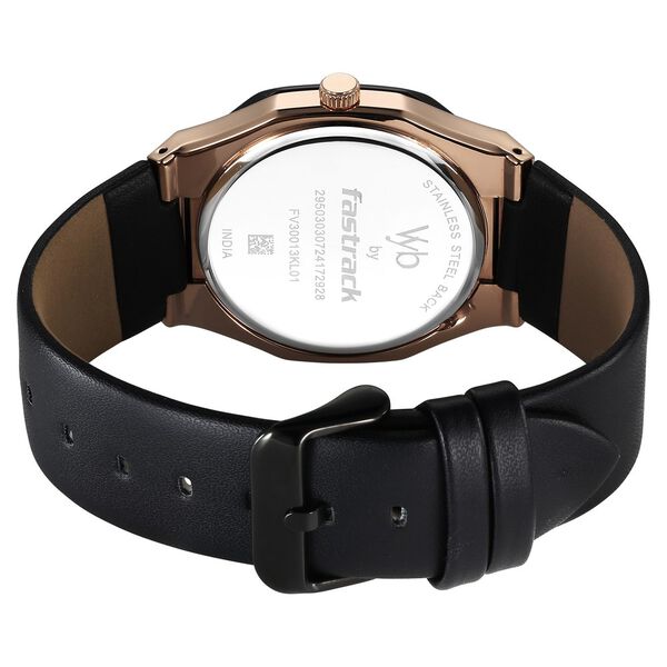 Fastrack Vyb Challenger Quartz Analog Black Dial Black Color Leather Strap Watch For Guys - image number 5