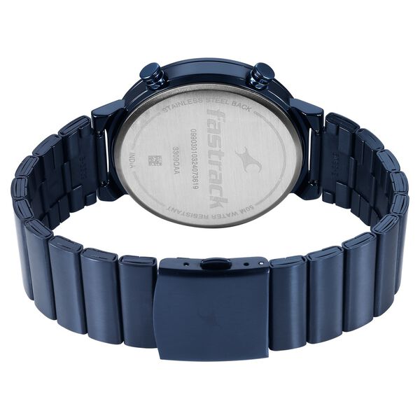 Fastrack Gambit Micromotor Black Dial Blue Metal Strap Analog Watch for Guys - image number 5