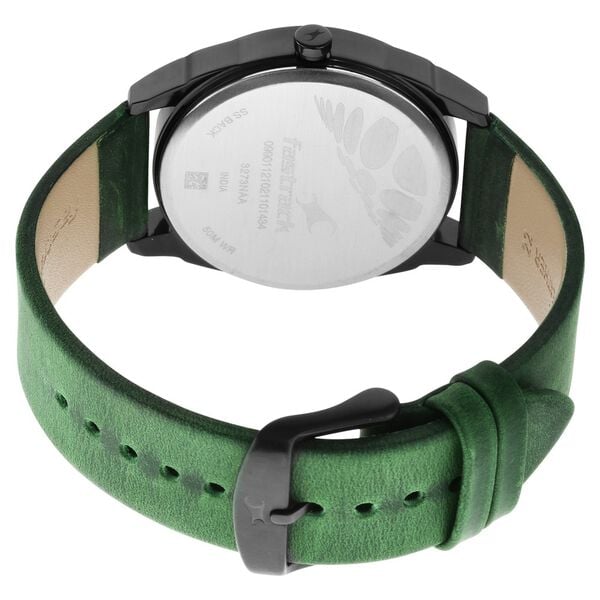 Fastrack After Dark Black Dial Green Leather Strap Watch for Guys - image number 5