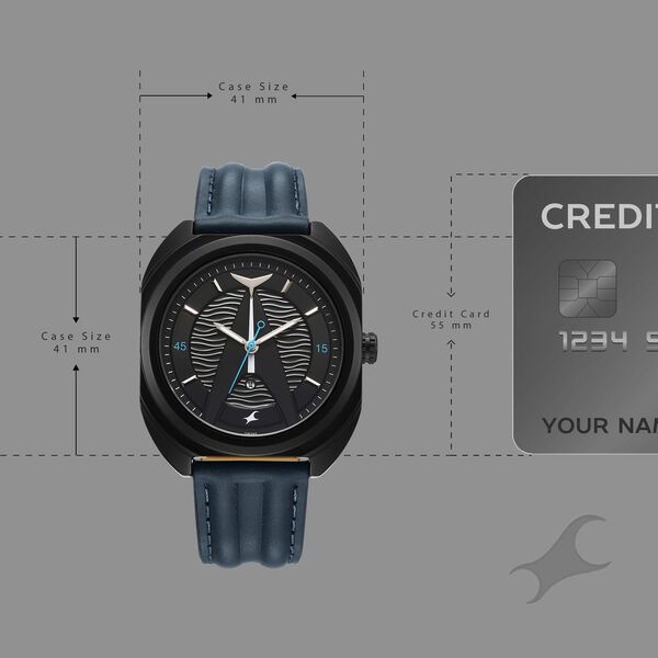 Fastrack Oceanyx Quartz Analog with Date Black Dial Blue Strap Watch For Guys - image number 3