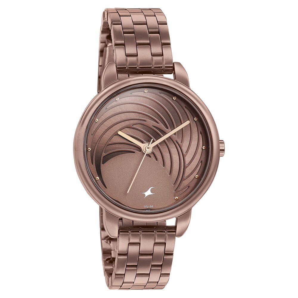 Buy Online Fastrack Stunners Quartz Analog Brown Dial Stainless Steel Strap Watch for Girls 6282qm01 Fastrack
