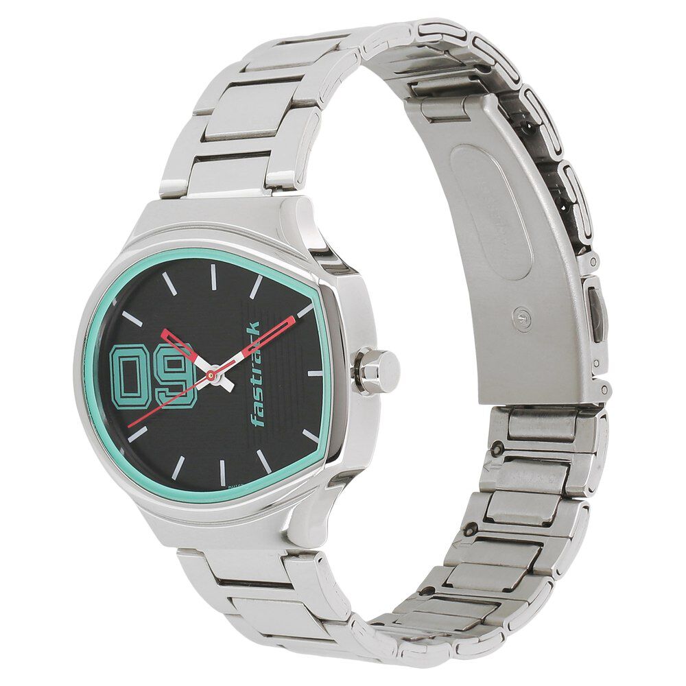 Buy Online Fastrack Varsity Quartz Analog Black Dial Stainless Steel Strap Watch for Girls 6175sm02 Fastrack