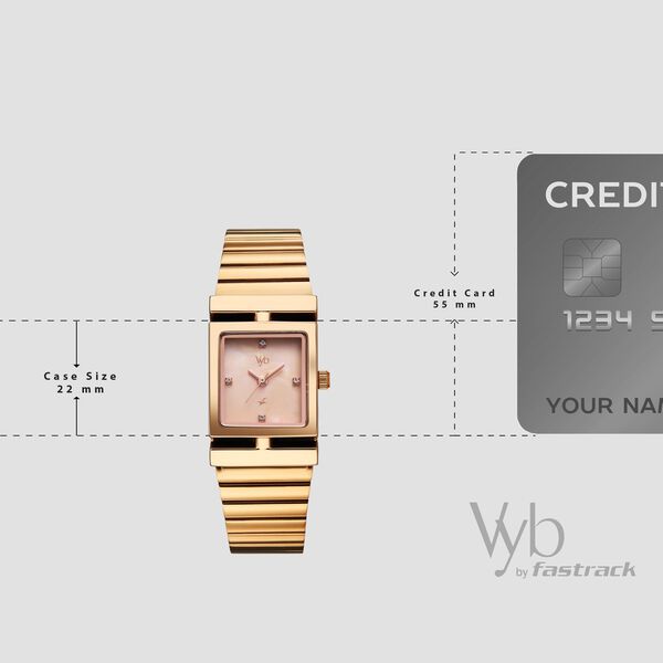 Vyb Showstopper By Fastrack Quartz Analog Rose Gold Dial Rose Gold Stainless Steel Strap Watch For Girls - image number 3