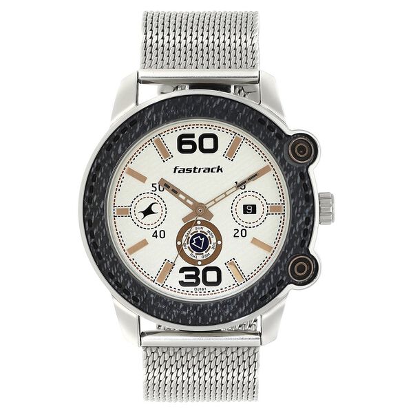 Fastrack Denim Quartz Analog with Day and Date Beige Dial Stainless Steel Strap Watch for Guys - image number 0