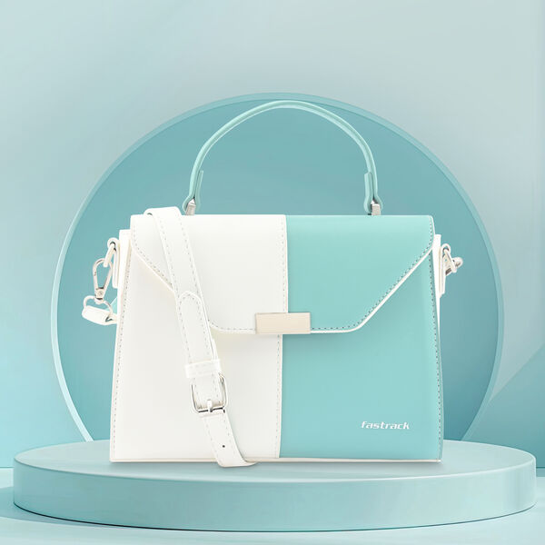 Fastrack Structured Satchel in White and  blue - image number 0