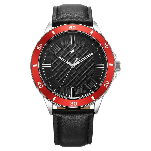 Fastrack Stunners X Quartz Analog Black Dial Leather Strap Watch For Guys - image number 0