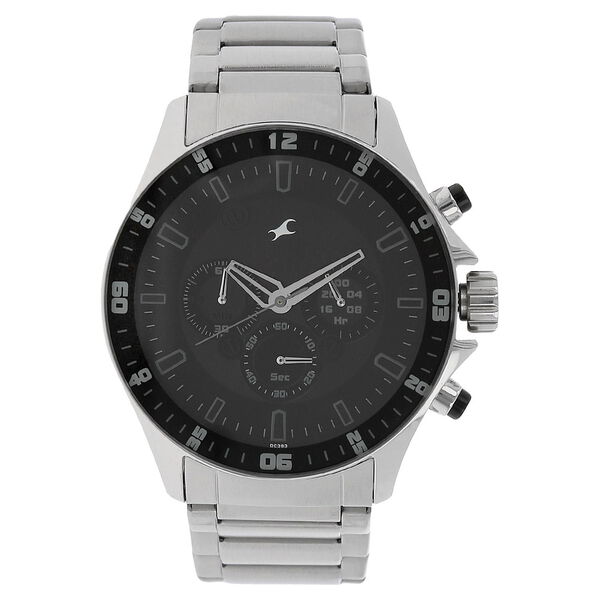 Fastrack Big Time Quartz Chronograph Black Dial Stainless Steel Strap Watch for Guys - image number 0