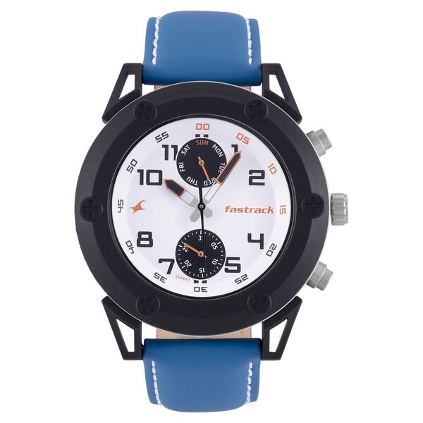 Fastrack Modular Quartz Analog White Dial Leather Strap Watch for Guys - image number 1