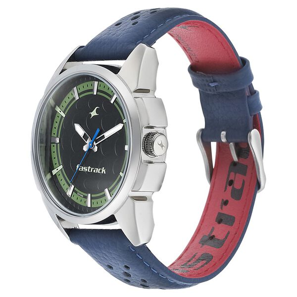 Fastrack Sunburn Quartz Analog Black Dial Leather Strap Watch for Guys - image number 2