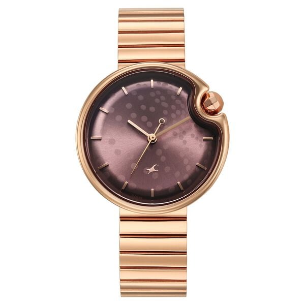 Fastrack Groove Analog with Dusty Purple Dial Rose Gold Metal Strap Watch for Girls - image number 0