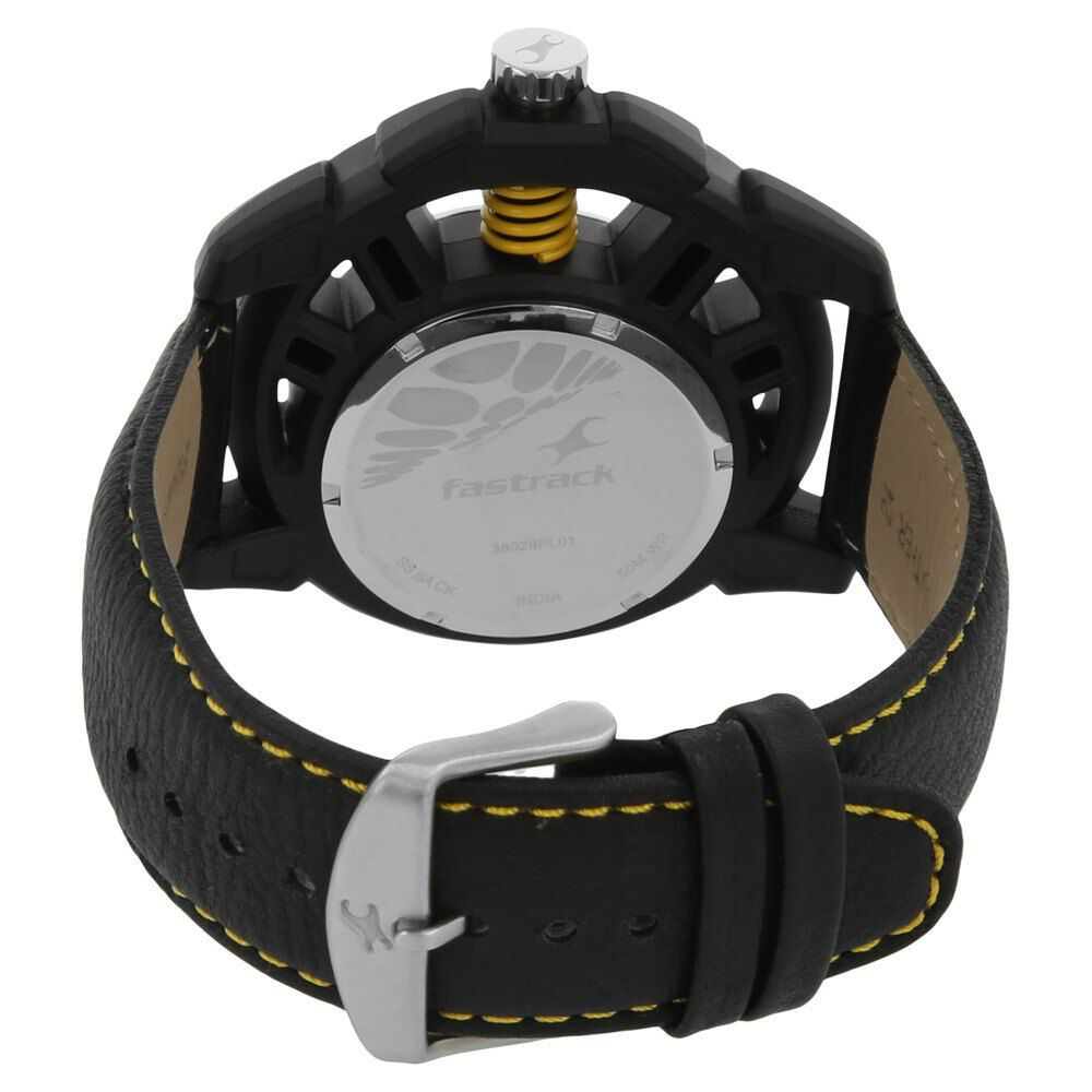 Buy Online Fastrack Quartz Analog Grey Dial Leather Strap Watch for Guys 38028pl01j Fastrack