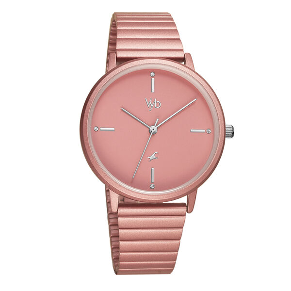 Fastrack Vyb Bliss Quartz Analog Pink Dial Stainless Steel Strap Watch for Girls - image number 1