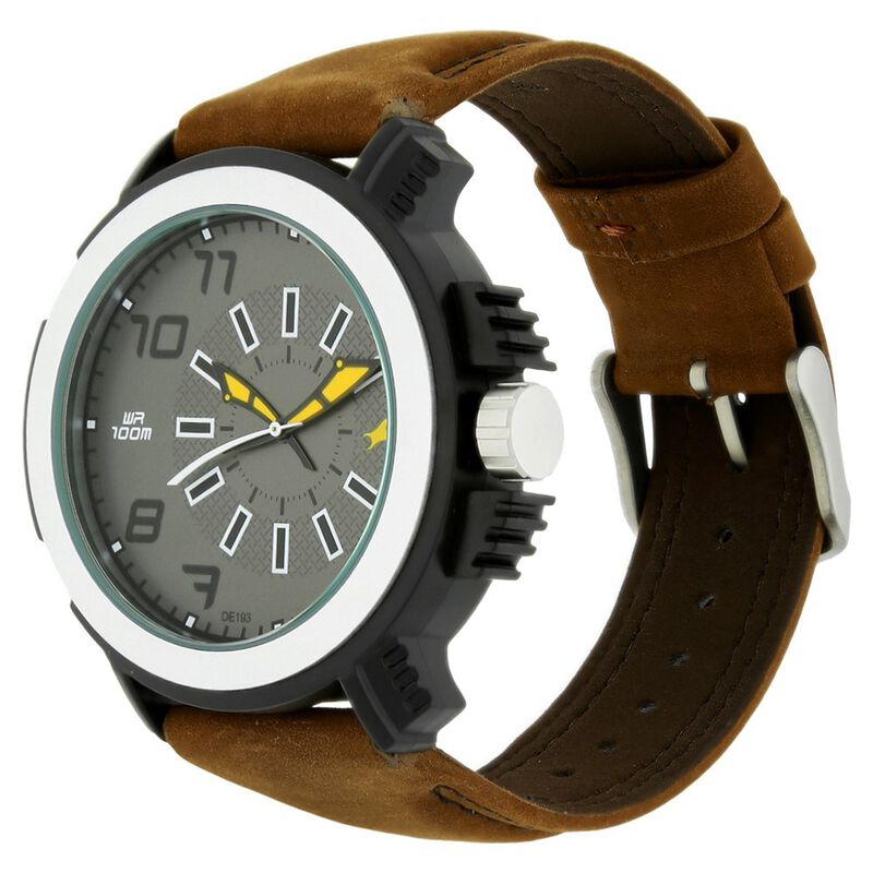 Buy Online Fastrack Quartz Analog Grey Dial Leather Strap Watch