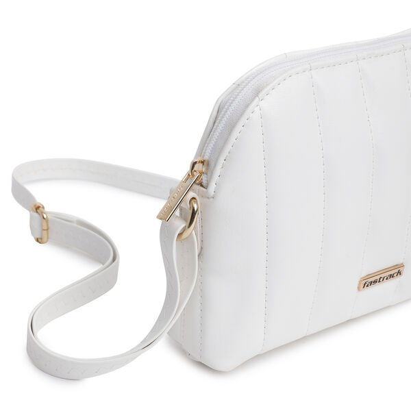Fastrack Modern Quilted Sling Bag for Women | Trendy, Spacious Bag for Girls, Ladies, Women | Everyday Casual Bag Made from High Quality Faux Leather (White) - image number 3