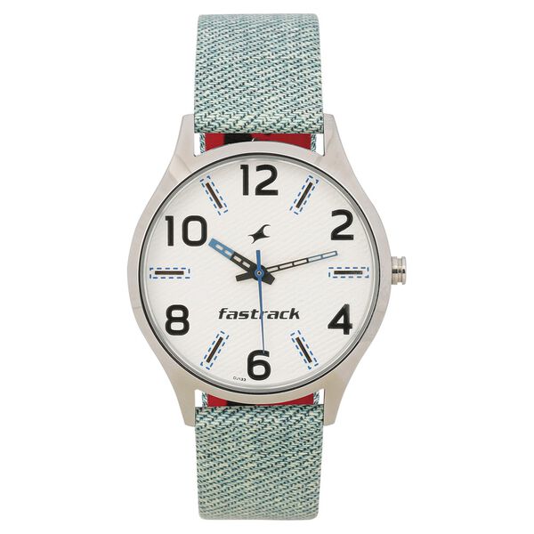Fastrack Denim Quartz Analog White Dial Leather Strap Watch for Guys - image number 1