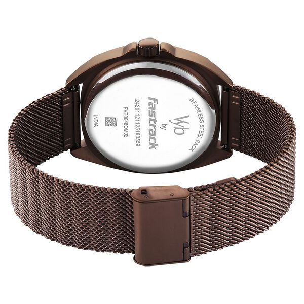 Vyb Aviator By Fastrack Quartz Analog Brown Dial Brown Stainless Steel Strap Watch For Guys - image number 5