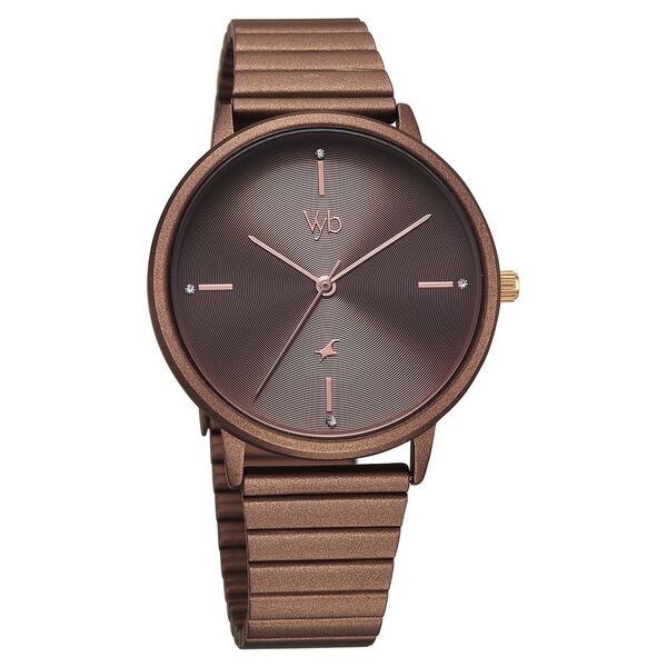 Fastrack Vyb Bliss Quartz Analog Brown Dial Metal Strap Watch For Girls - image number 2