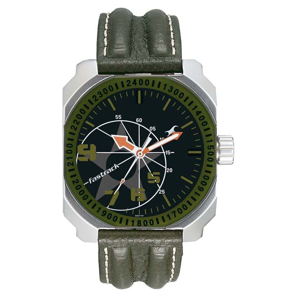 Buy Online Fastrack Quartz Analog Black Dial Leather Strap Watch for Guys ne3083sl02 Fastrack
