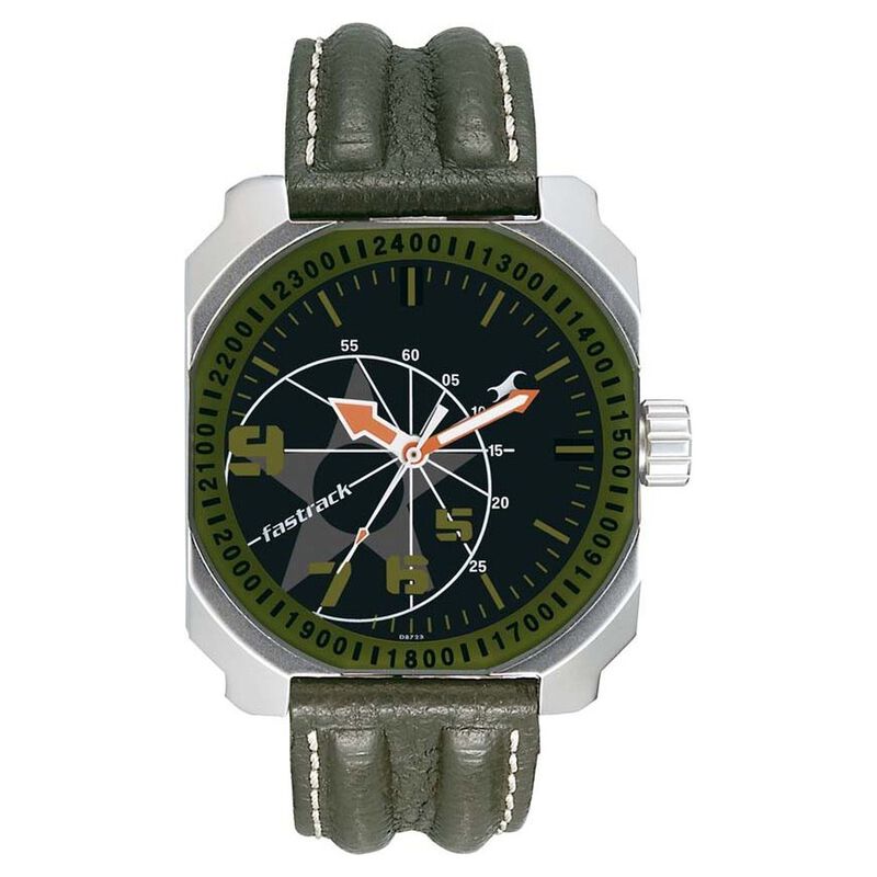 Buy Online Fastrack Quartz Analog Black Dial Leather Strap Watch for ...