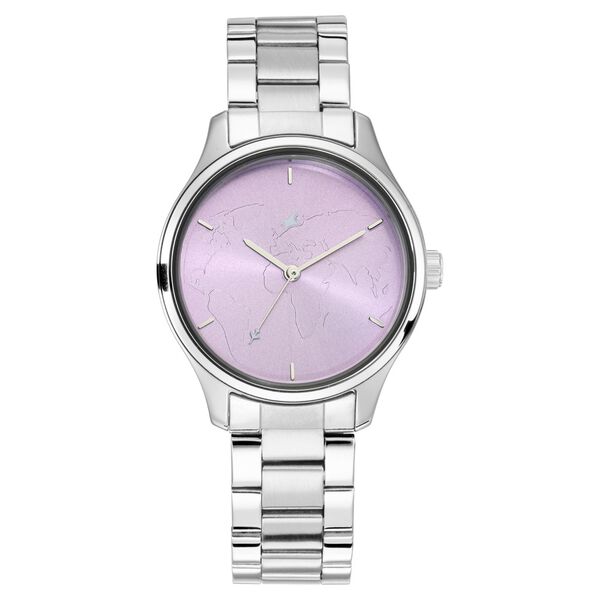 Fastrack Tripster Quartz Analog Purple Dial Stainless Steel Strap Watch for Girls - image number 2