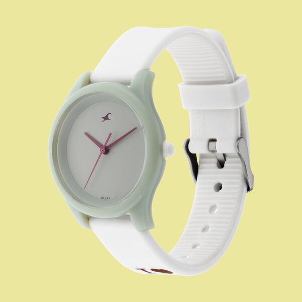 Fastrack Monochrome Quartz Analog Grey Dial Silicone Strap Watch for Girls - image number 2
