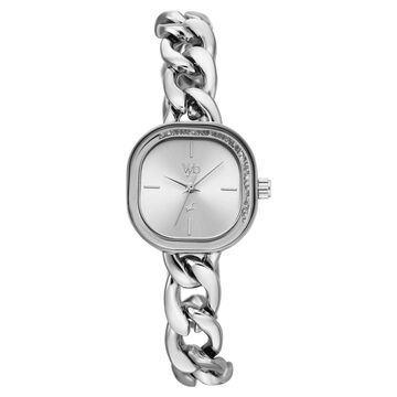 Vyb Starlet By Fastrack Quartz Analog Silver Dial Silver Metal Strap Watch For Girls