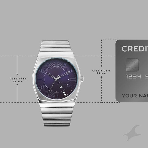 Fastrack Stunners Quartz Analog Purple Dial Silver Stainless Steel Strap Watch For Guys - image number 3