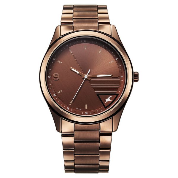 Fastrack Stunners Quartz Analog Brown Dial Brown Metal Strap Watch For Guys - image number 0