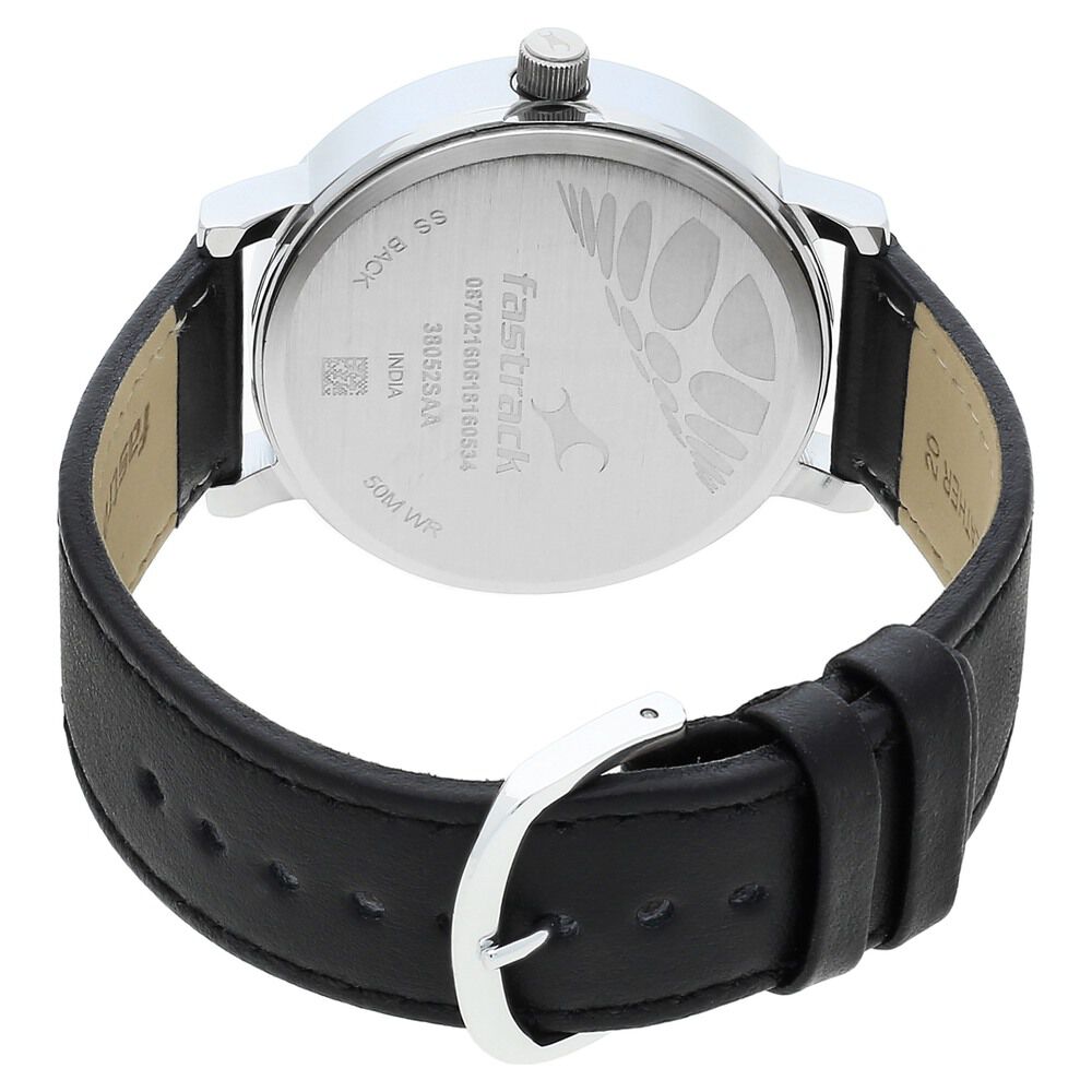 Fastrack Bold Quartz Analog White Dial Leather Strap Watch for Guys
