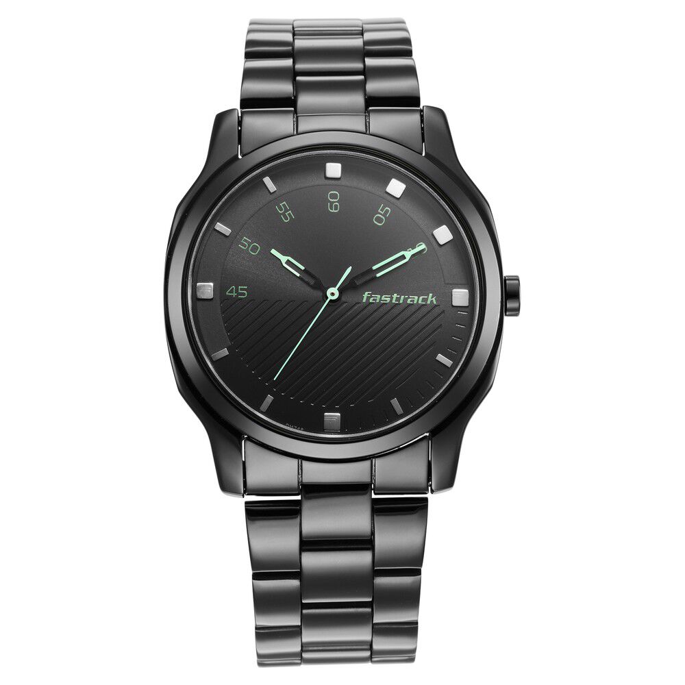 Fastrack Stunners Quartz Analog Black Dial Stainless Steel Strap