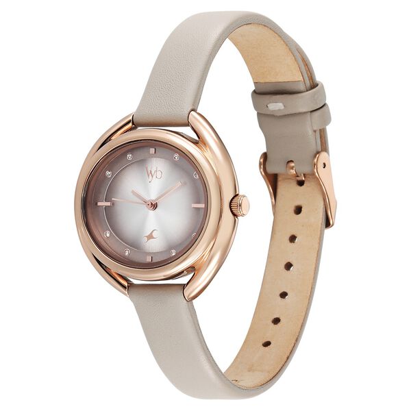 Fastrack Vyb Halo Quartz Analog Beige Dial Leather Strap Watch For Girls - image number 4