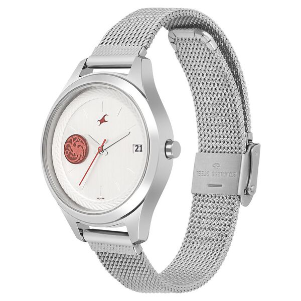 Fastrack Game Of Thrones Quartz Analog with Date White Dial Stainless Steel Strap Watch for Girls - image number 2