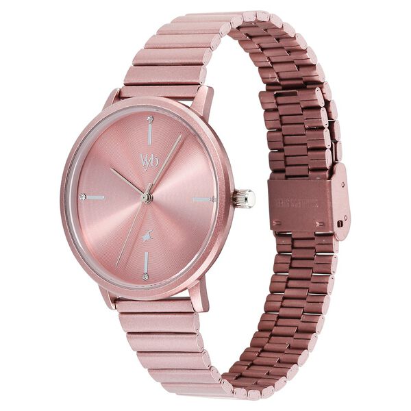 Vyb Bliss By Fastrack Quartz Analog Pink Dial Metal Strap Watch For Girls - image number 3