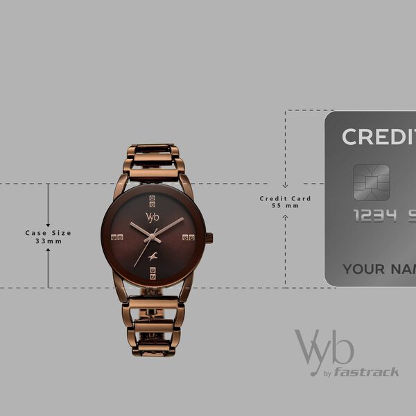 Vyb Striker By Fastrack Quartz Analog Brown Dial Brown Metal Strap Watch For Girls - image number 3