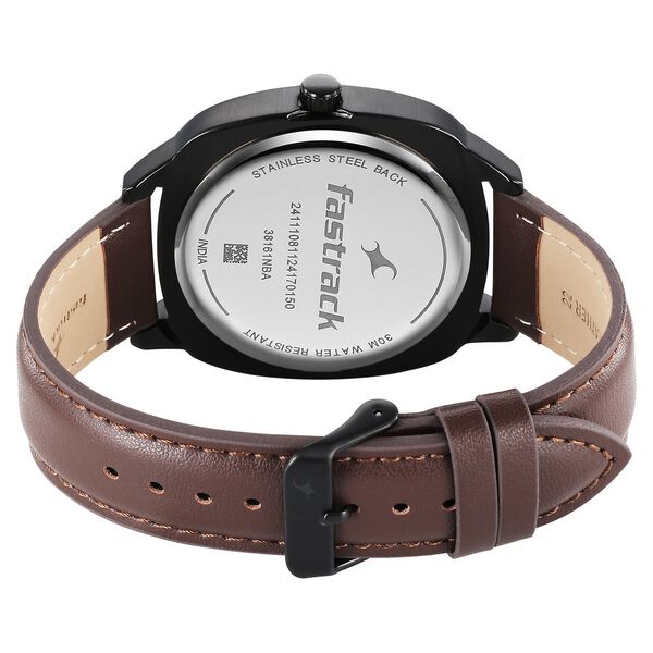 Fastrack Stunners X Quartz Analog Black Dial Leather Strap Watch For Guys - image number 4