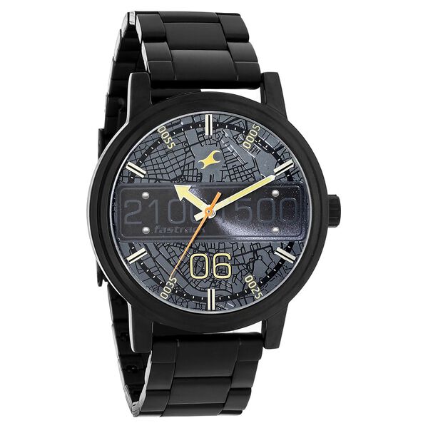 Fastrack Road Trip Quartz Analog Black Dial Stainless Steel Strap Watch for Guys - image number 1