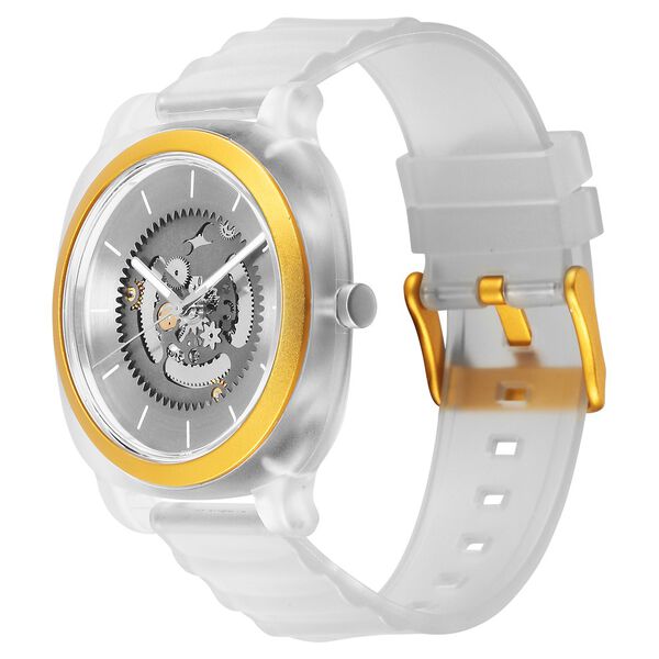 Fastrack Bare Quartz Analog Skeleton Unisex Watch With Grey Dial And Translucent Plastic Strap - image number 3