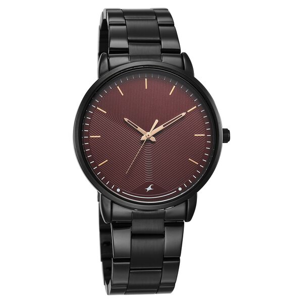 Fastrack Stunners Quartz Analog Maroon Dial Brown Stainless Steel Strap Watch For Guys - image number 1
