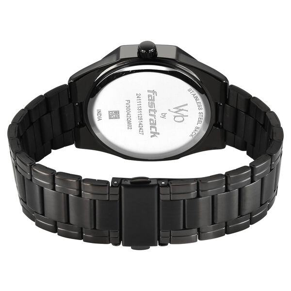 Vyb Quest By Fastrack Quartz Analog Green Dial Grey Metal Strap Watch For Guys - image number 5