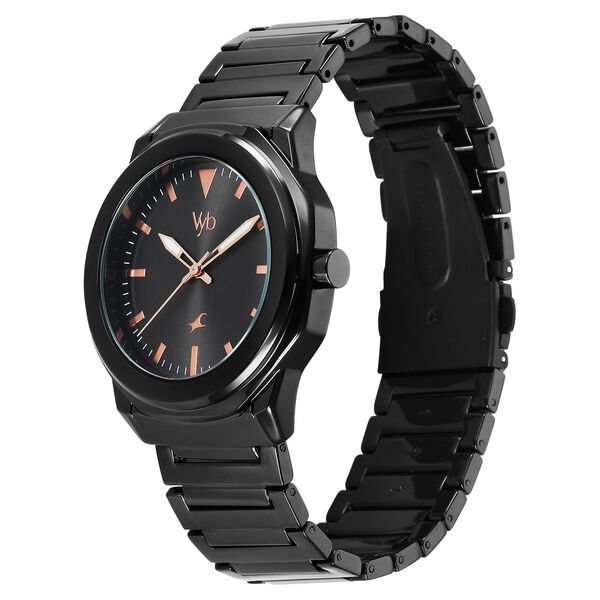 Fastrack Vyb Quest Quartz Analog Black Dial Black Metal Strap Watch For Guys - image number 3