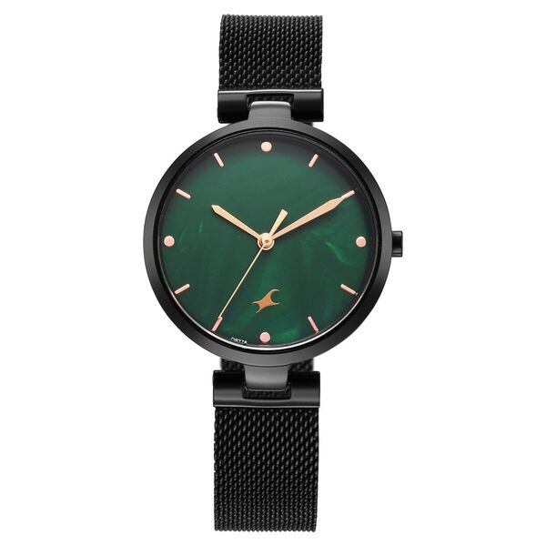 Fastrack Stunners X Quartz Analog Green Mother Of Pearl Dial Stainless Steel Strap Watch For Girls - image number 0