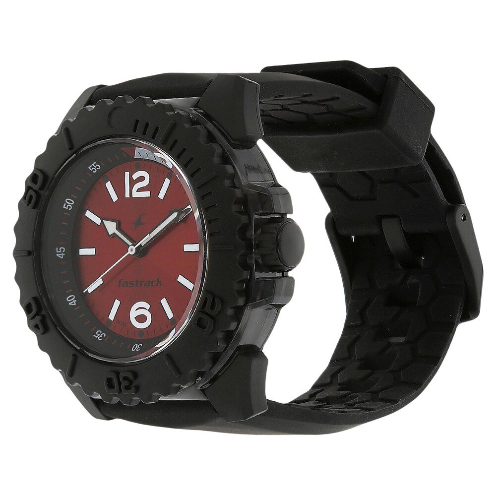 Buy Online Fastrack Quartz Analog Red Dial Plastic Strap Watch for Guys nk38020pp02 Fastrack