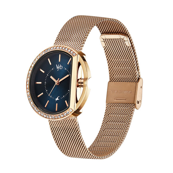 Fastrack Vyb Showstopper Quartz Analog Blue Dial Stainless Steel Strap Watch for Girls - image number 3