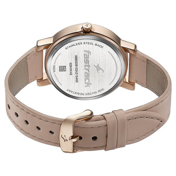 Fastrack Style Up Quartz Analog Pink Mother Of Pearl Dial Pink Leather Strap Watch For Girls - image number 4
