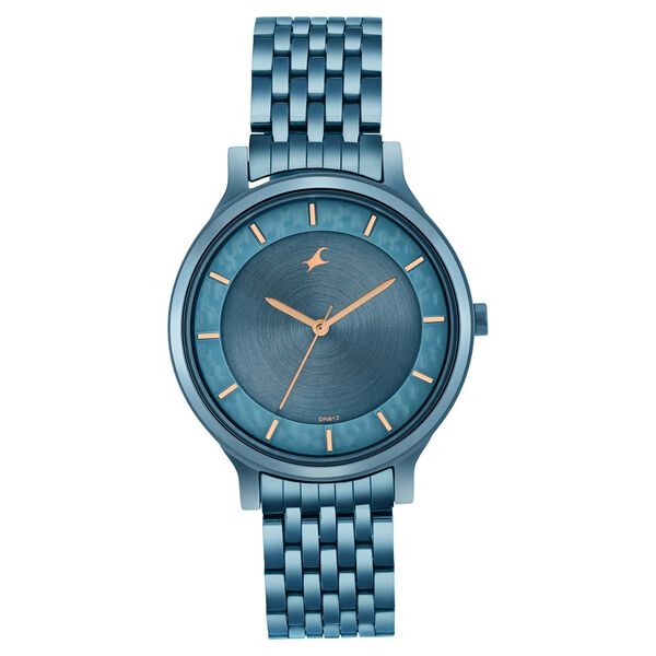 Fastrack Crush Quartz Analog Blue Dial Stainless Steel Strap Watch for Girls - image number 0
