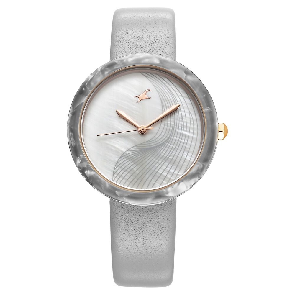 Buy Online Fastrack Younique Quartz Analog Mother Of Pearl Dial LeatherStrap Watch For Girls 68035kl03 Fastrack
